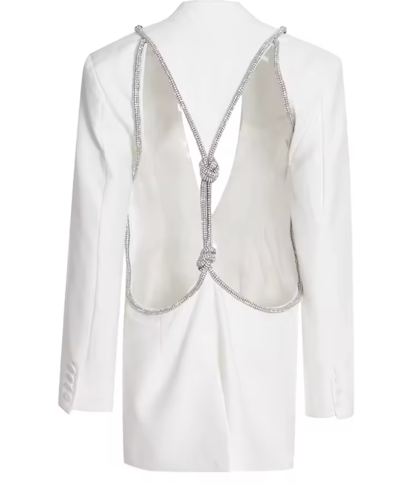 فستان بليزر قصير بفتحات جانبية من الكريستال – نوير