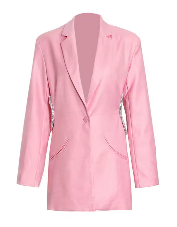 فستان بليزر قصير بفتحات جانبية من الكريستال – نوير