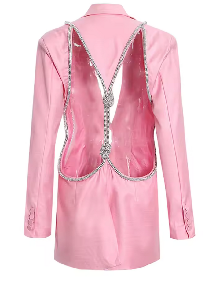 فستان بليزر قصير بفتحات جانبية من الكريستال – نوير