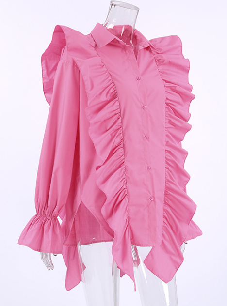 oversized shirt with cascading ruffle panels – AURORA