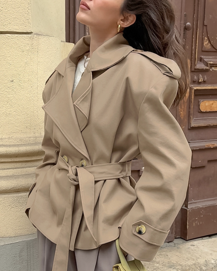 belted trench-style jacket with wide lapels – KARA
