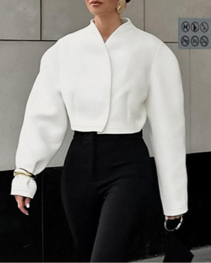 structured cropped jacket with sculpted sleeves – LAVIN