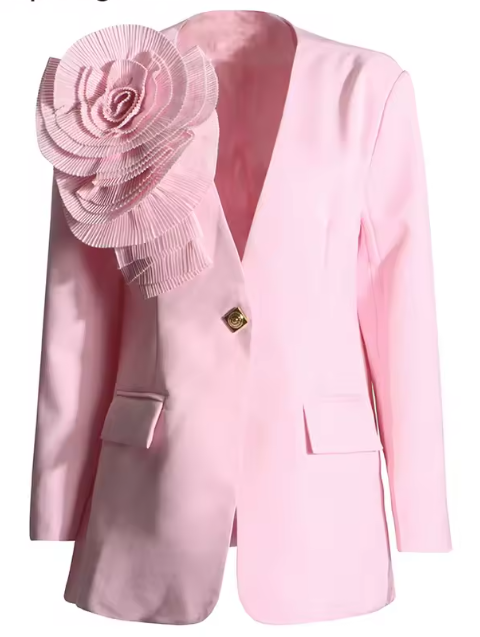 tailored blazer with oversized floral appliqué – LIME