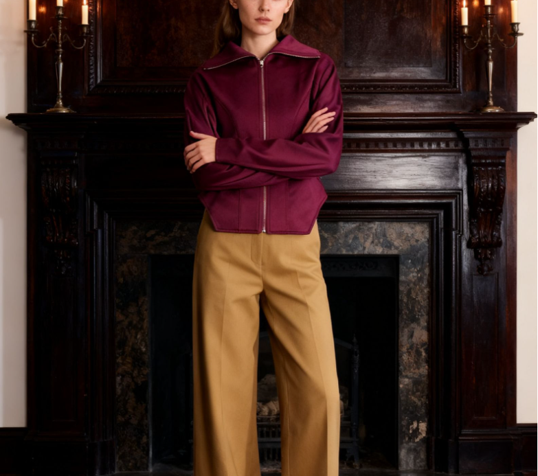 structured zip-up jacket with sculpted seams – PLUM