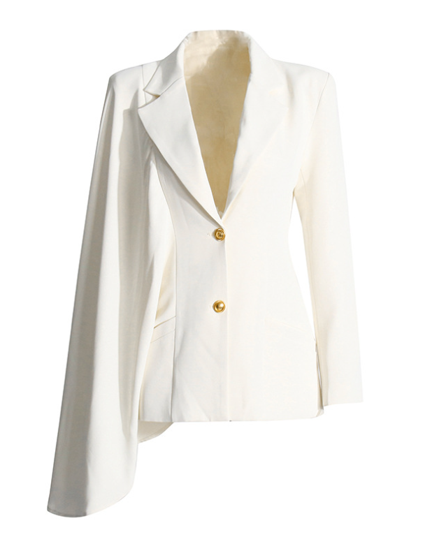 tailored blazer with cape-style sleeve detail – CHAMPAGNE