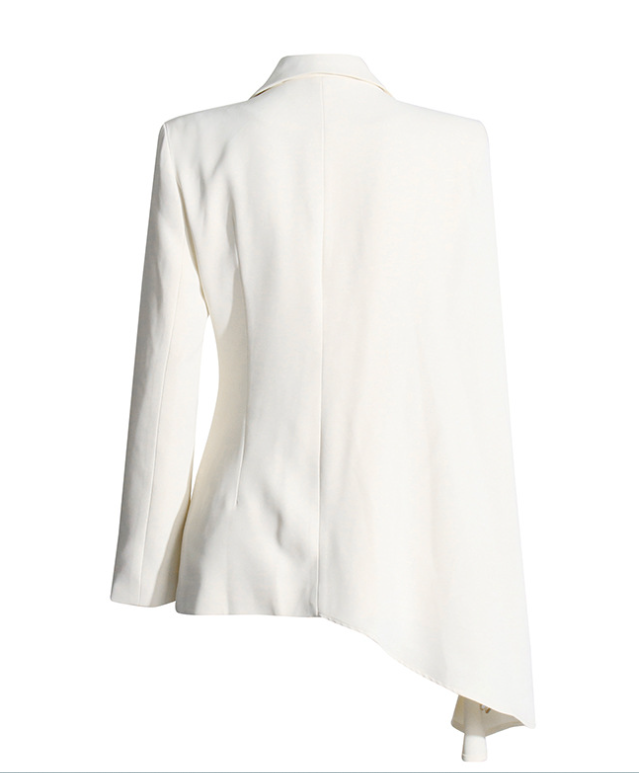 tailored blazer with cape-style sleeve detail – CHAMPAGNE