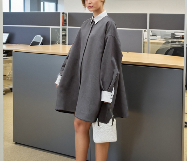 oversized shirt dress with contrast cuffs – GRAPHITE