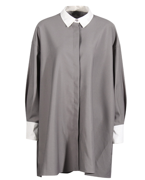 oversized shirt dress with contrast cuffs – GRAPHITE