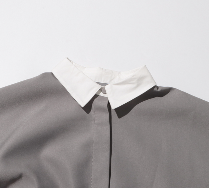oversized shirt dress with contrast cuffs – GRAPHITE