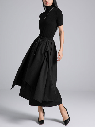 layered wrap midi skirt with drawstring waist – KARIM