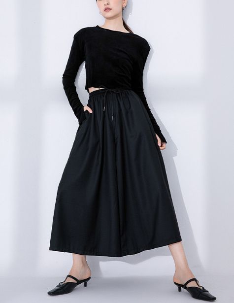 wide-leg culotte skirt with drawstring waist – KHALED