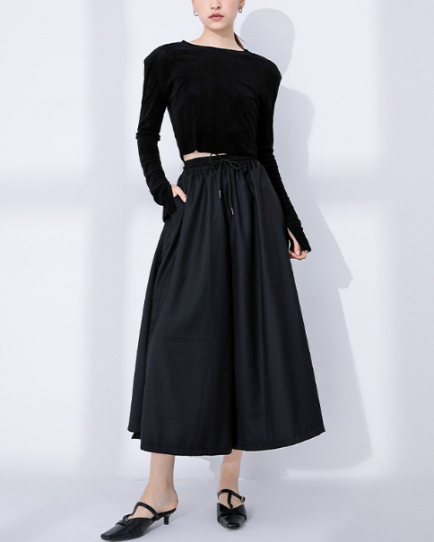 wide-leg culotte skirt with drawstring waist – KHALED