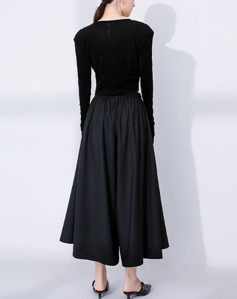 wide-leg culotte skirt with drawstring waist – KHALED