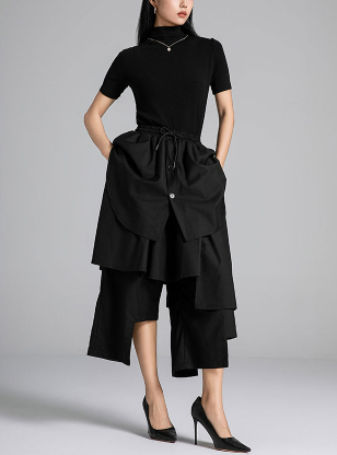 layered midi skirt with asymmetrical panels – SHS