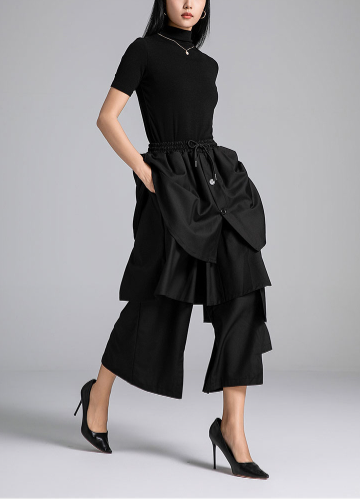 layered midi skirt with asymmetrical panels – SHS