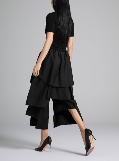 layered midi skirt with asymmetrical panels – SHS