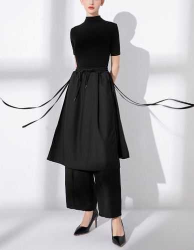 midi skirt with extended wrap ties – HUSSEIN