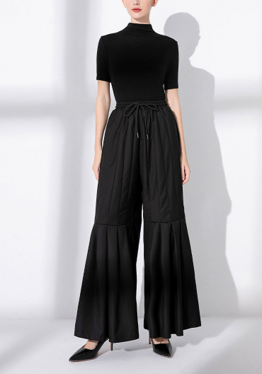 wide-leg pants with pleated panel details – PLEAT