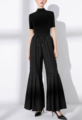 wide-leg pants with pleated panel details – PLEAT