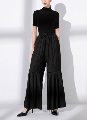 wide-leg pants with pleated panel details – PLEAT