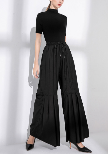 wide-leg pants with pleated panel details – PLEAT