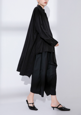 oversized longline shirt with asymmetric hem – DRAPE