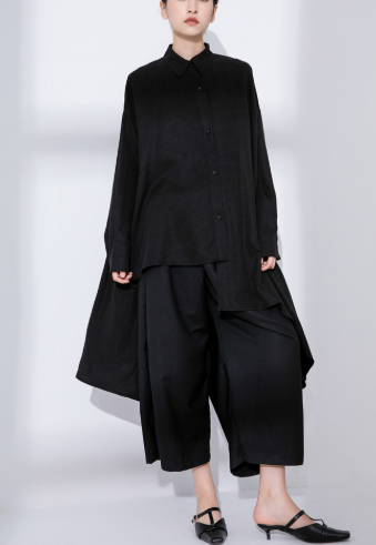 oversized longline shirt with asymmetric hem – DRAPE