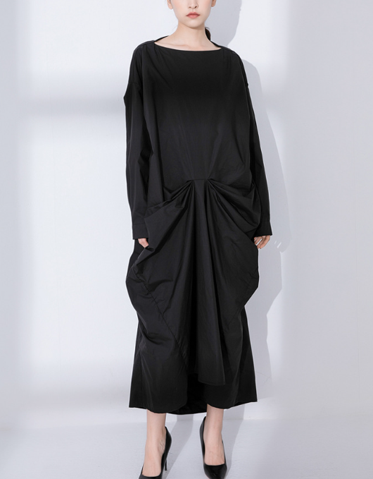 oversized draped midi dress with twisted front detail – SCULPT