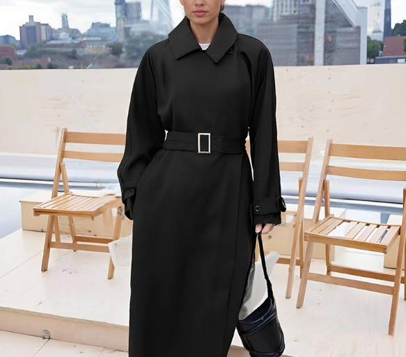 belted trench-inspired midi coat dress – ICON