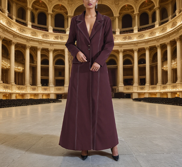 tailored longline blazer dress with contrast stitching – BORDEAUX