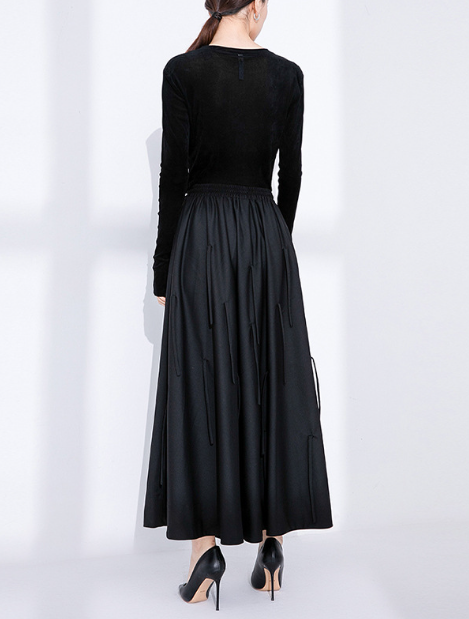 drawstring waist flowy maxi skirt – WAVE