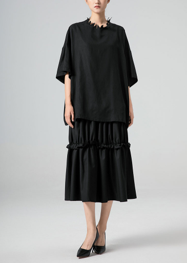 tiered ruffle midi skirt with drawstring waist – CASCADE