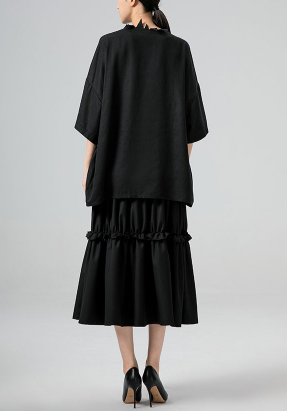 tiered ruffle midi skirt with drawstring waist – CASCADE