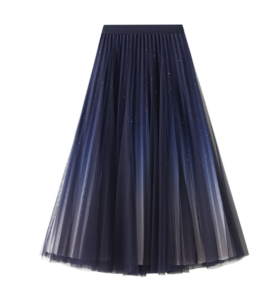 glittered tulle midi skirt with elastic waistband – MIDNIGHT
