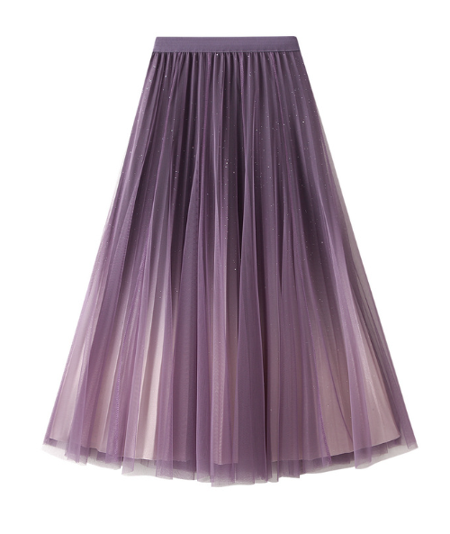 glittered tulle midi skirt with elastic waistband – MIDNIGHT