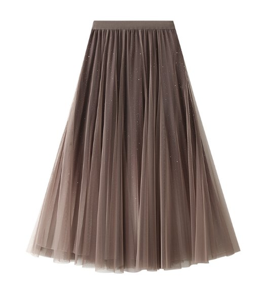glittered tulle midi skirt with elastic waistband – MIDNIGHT