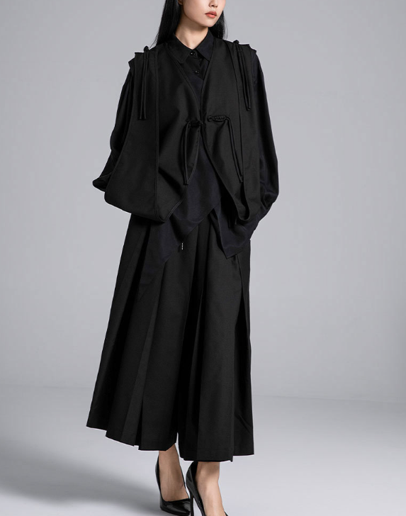 sleeveless wrap-front vest with tie detail – LAYER