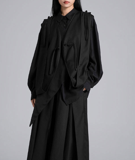 sleeveless wrap-front vest with tie detail – LAYER