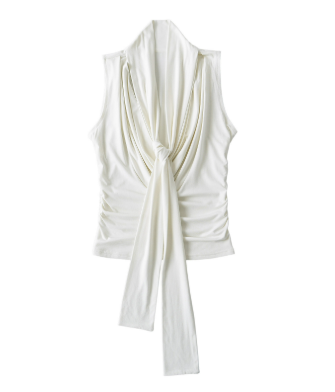 asymmetric draped sleeveless top with front tie – NOVA