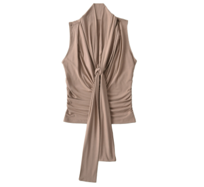 asymmetric draped sleeveless top with front tie – NOVA