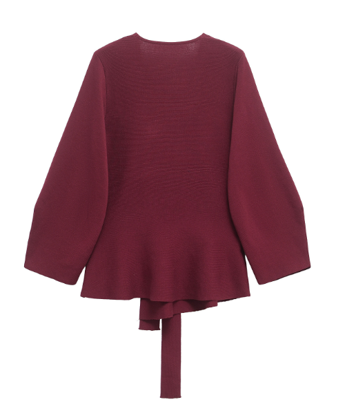 long-sleeve wrap blouse with waist tie – VELORA