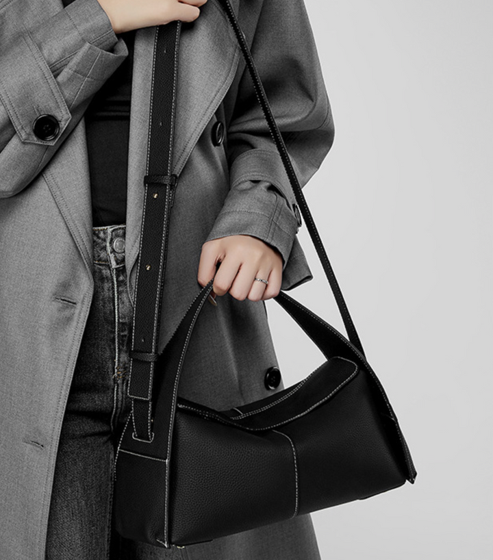 Structured Leather Shoulder Bag – AVELINE