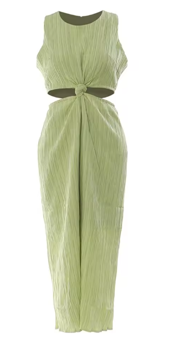 Sleeveless ribbed midi dress with twisted waist cut-outs – SAGEA