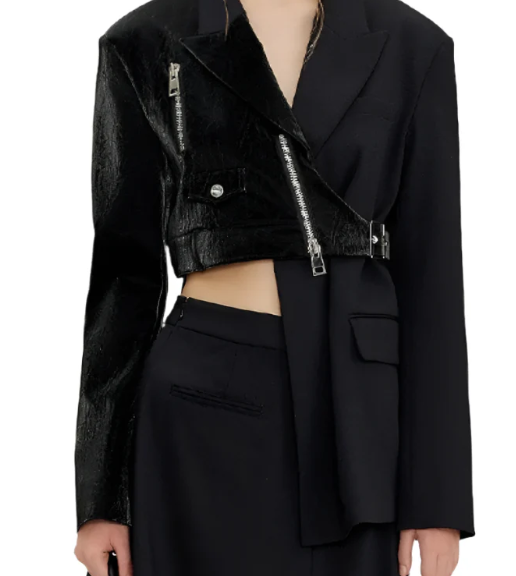 Asymmetric contrast blazer with sculpted lapel – ECLIPSE