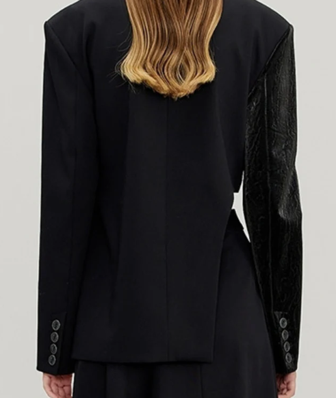 Asymmetric contrast blazer with sculpted lapel – ECLIPSE