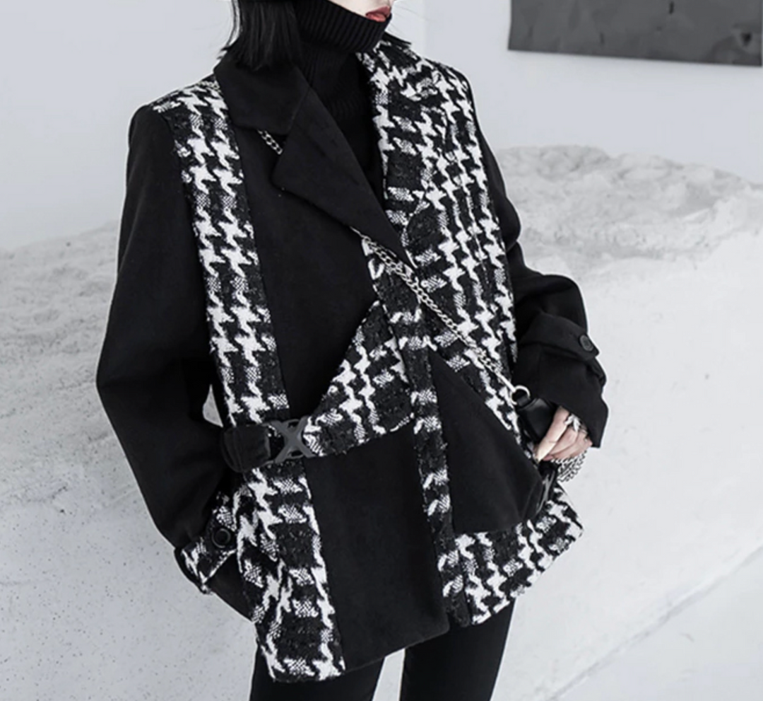 houndstooth panel tailored blazer – EBRIHAM