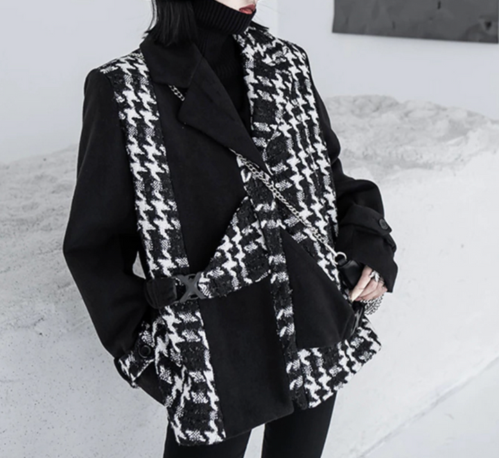 houndstooth panel tailored blazer – EBRIHAM