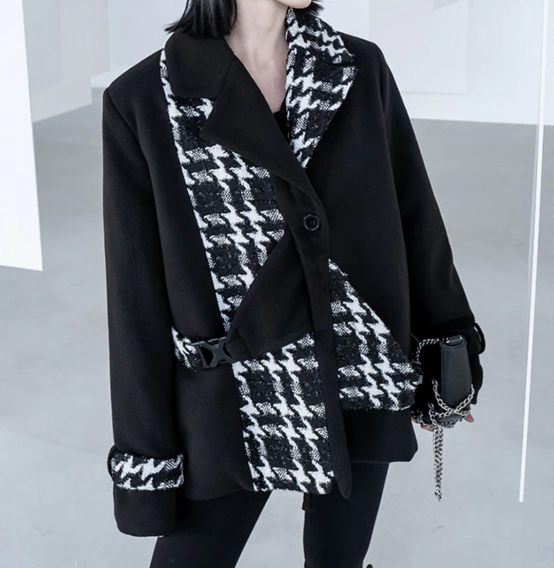 houndstooth panel tailored blazer – EBRIHAM