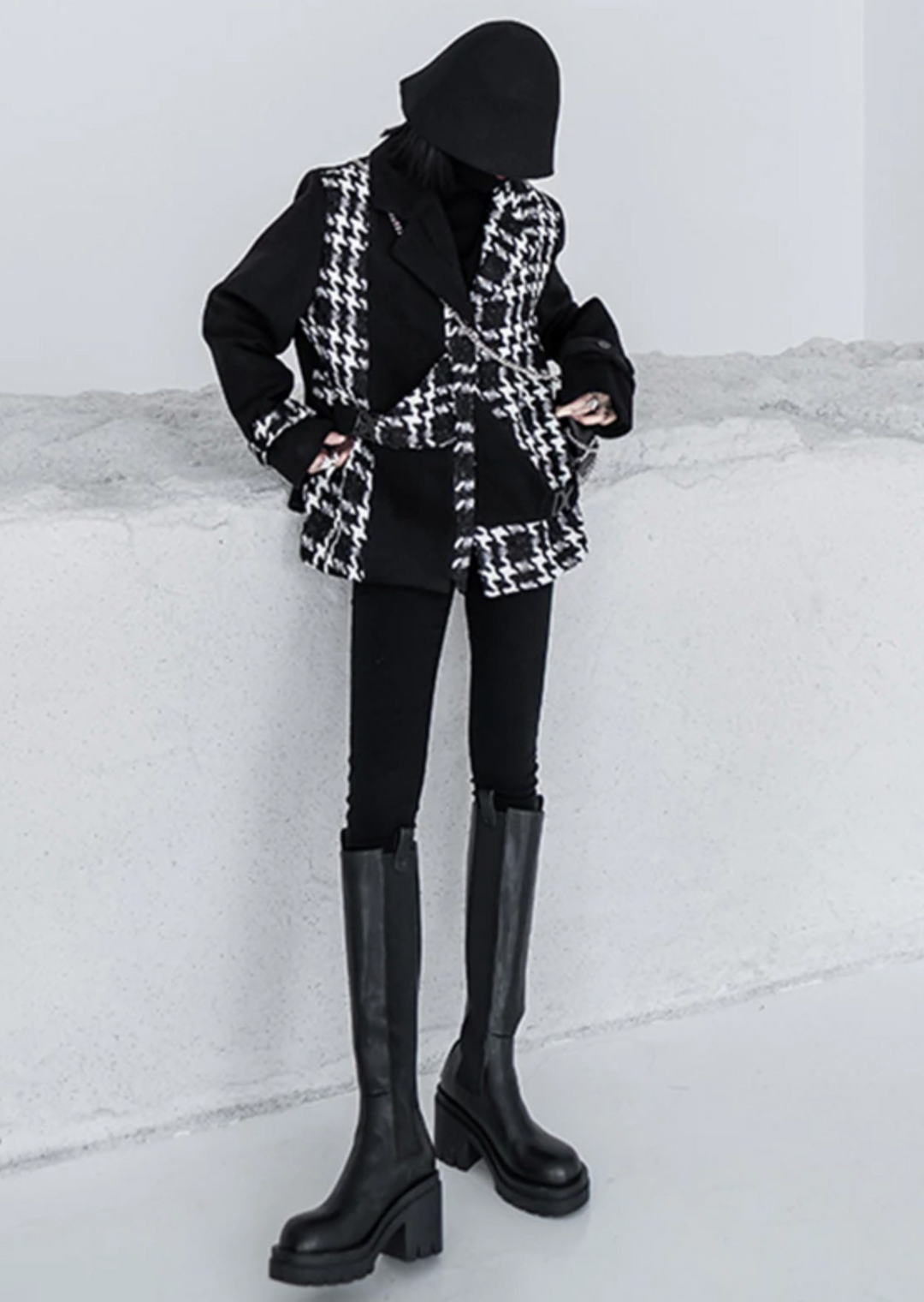 houndstooth panel tailored blazer – EBRIHAM