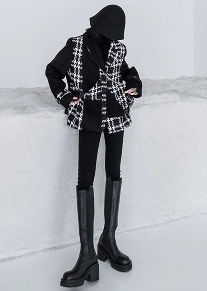 houndstooth panel tailored blazer – EBRIHAM
